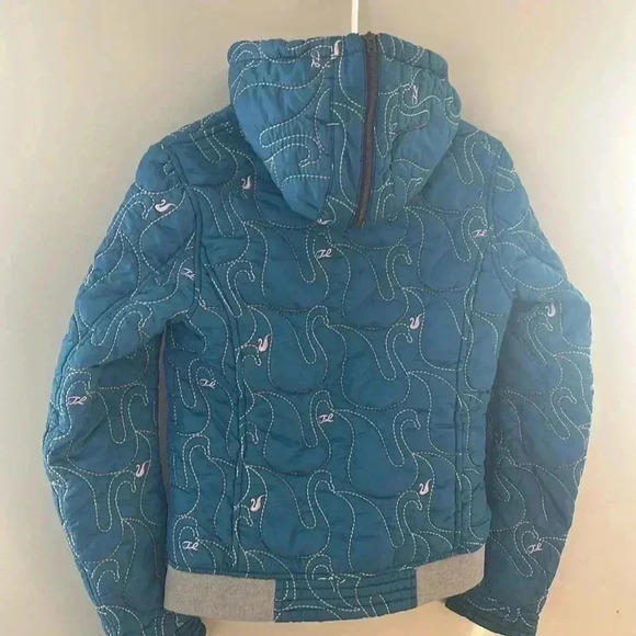 [M/US S/P]Tough Jeansmith Embroidered Blue Bomber Jacket  with Convertible Hood - Picture 6 of 8